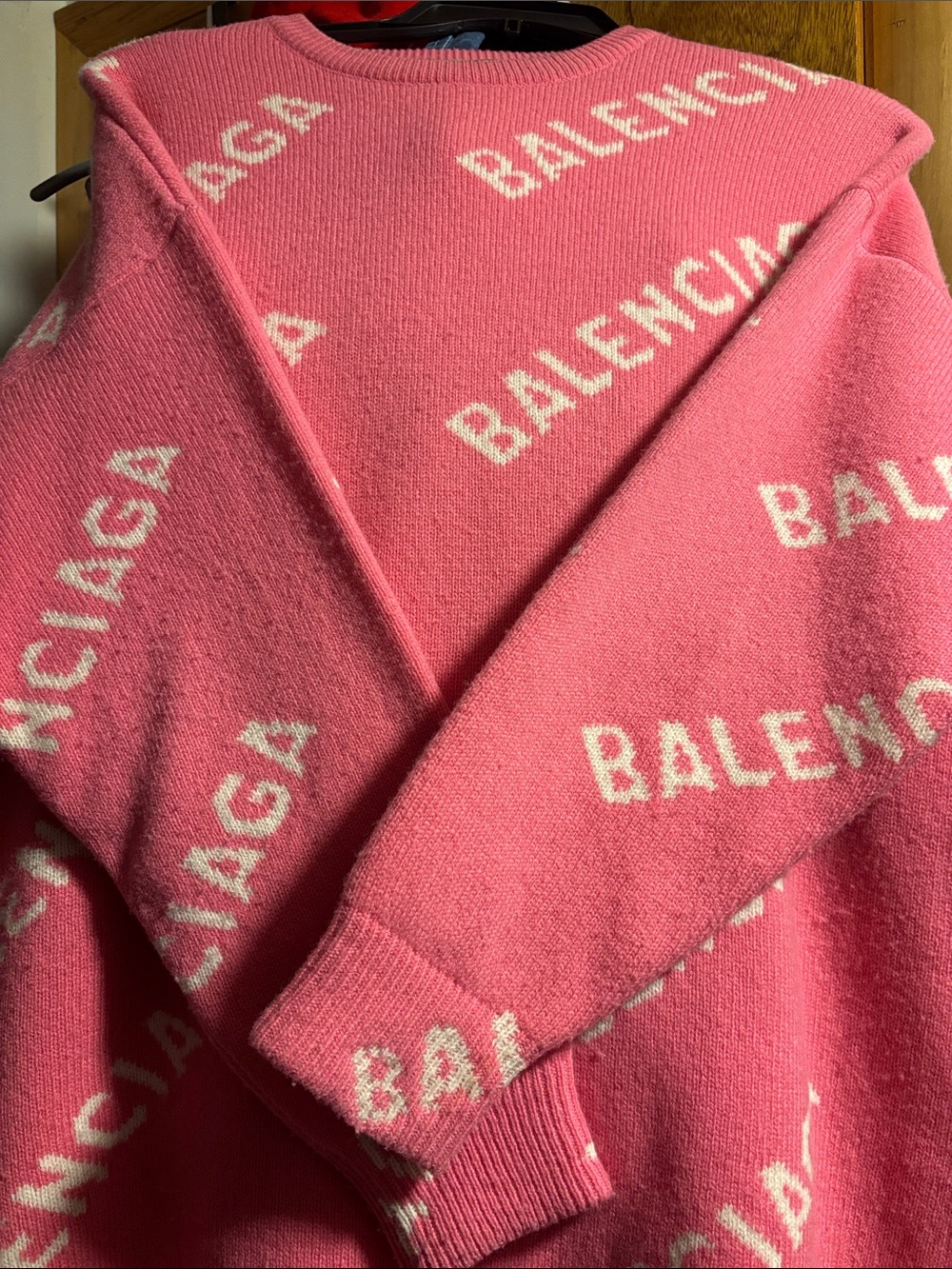 Balenciaga Pink Logo wool Crewneck Sweater